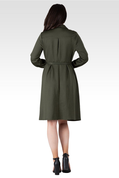 Lara Dark Olive Long Sleeve Wrap Dress