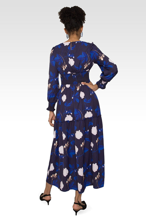 Standards & Practices Women's Floral-Print Smocked Waist Long Sleeve Maxi Dress-2