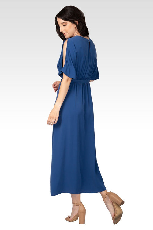 Scarlett Women's V Neck Kimono Sleeves Maxi Dress