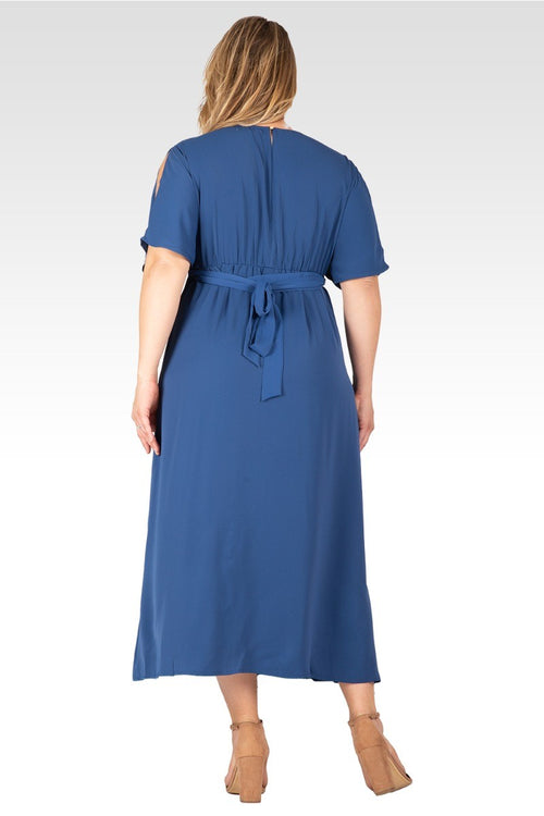 Scarlett Women's Plus Size  V Neck Kimono Sleeves Maxi Dress