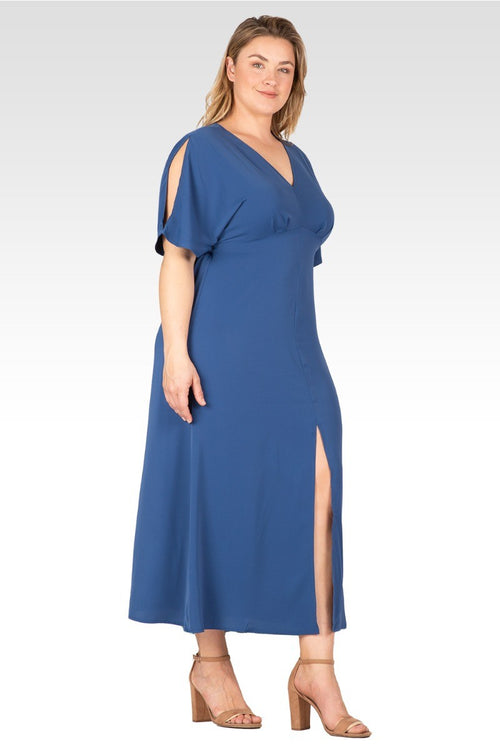 Scarlett Women's Plus Size  V Neck Kimono Sleeves Maxi Dress