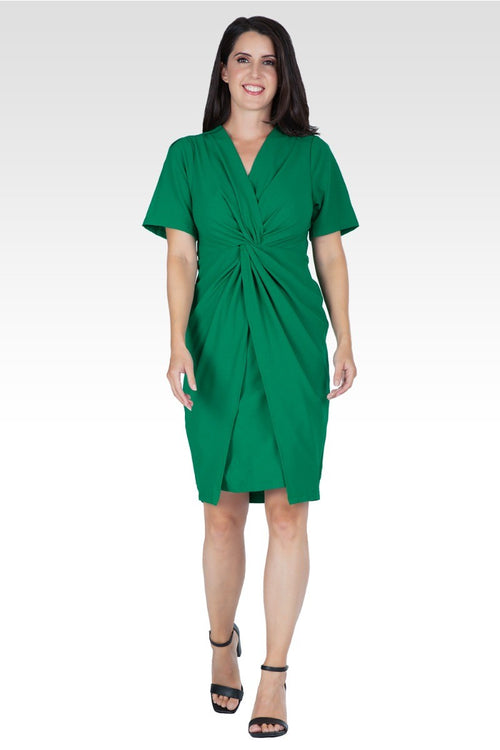 Celine Women's Crepe Knit Twist-Front V-Neck Midi Dress