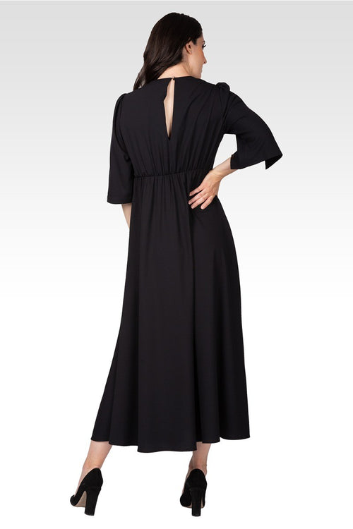 Margo Women's Slit Sleeve Buttoned Wrap Maxi Dress