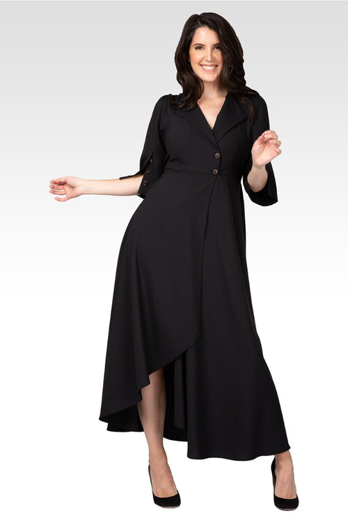 Margo Women's Slit Sleeve Buttoned Wrap Maxi Dress