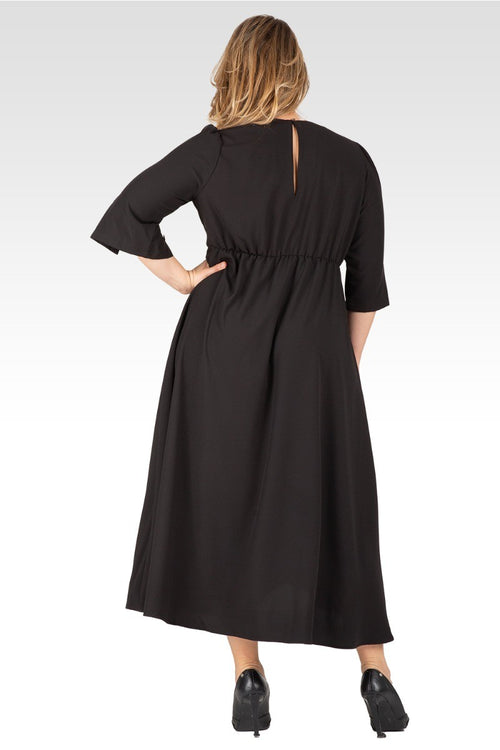 Margo Women's Plus Size Slit Sleeve Buttoned Wrap Maxi Dress