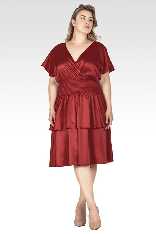 Rouge Women's Plus Size Iconic Satin Midi Dress