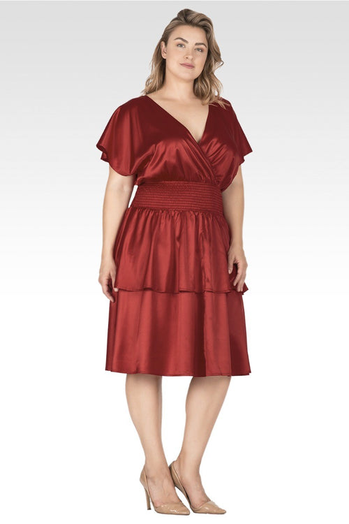 Rouge Women's Plus Size Iconic Satin Midi Dress