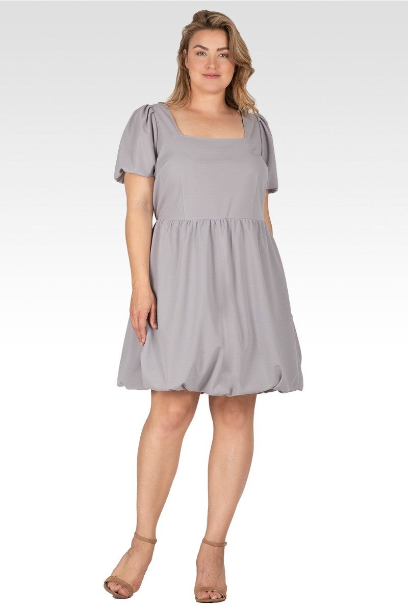 balloon skirt mini dress Standards & Practices Women's Plus Size Puff Sleeves Square Neck Balloon Skirt Mini Dress 24