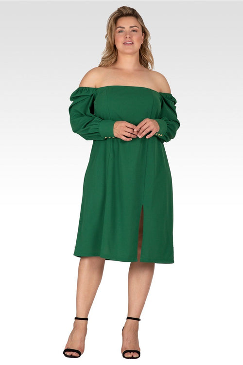 Xena Women's Elegant Side Slit Plus Size Midi Dress