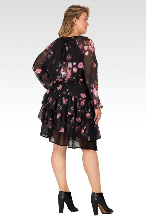 Miranda Women's Plus Size Mini Floral Printed Swing Dress