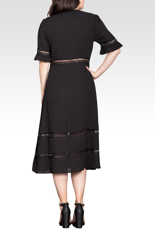 Elara Women's Lace Detailing Trim Dress