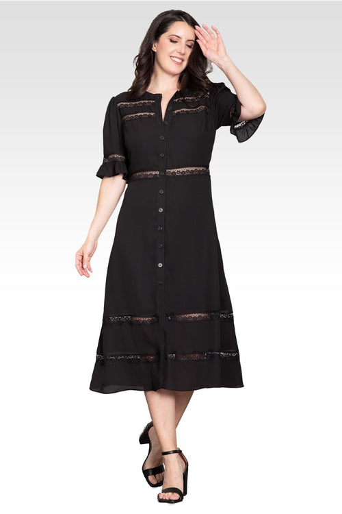 Elara Women's Lace Detailing Trim Dress