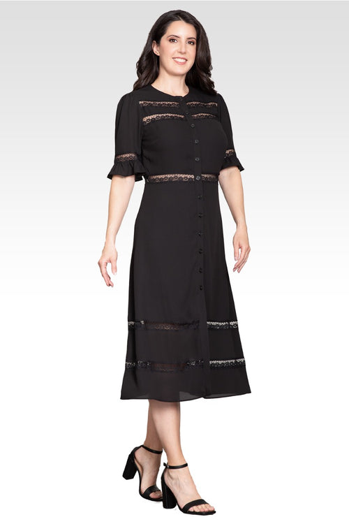 Elara Women's Lace Detailing Trim Dress