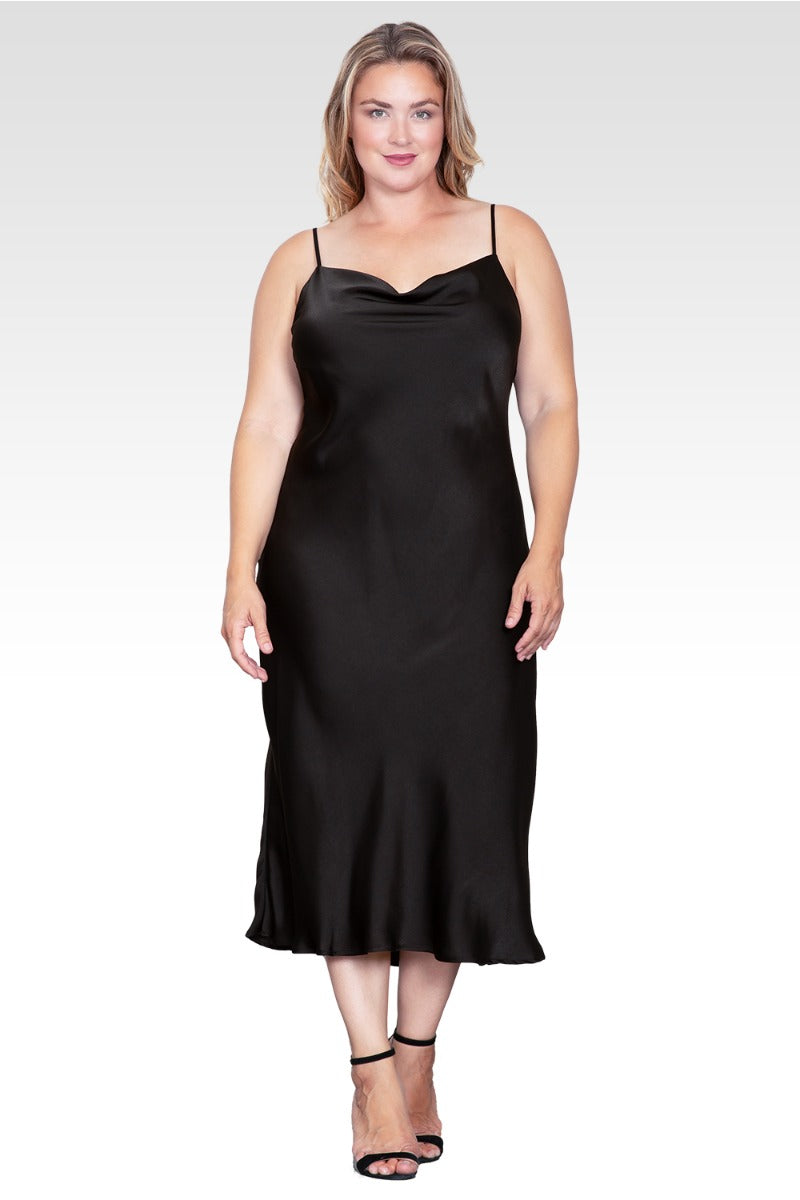Standards & Practices Women's Cowl Neck Slip Dress - Black