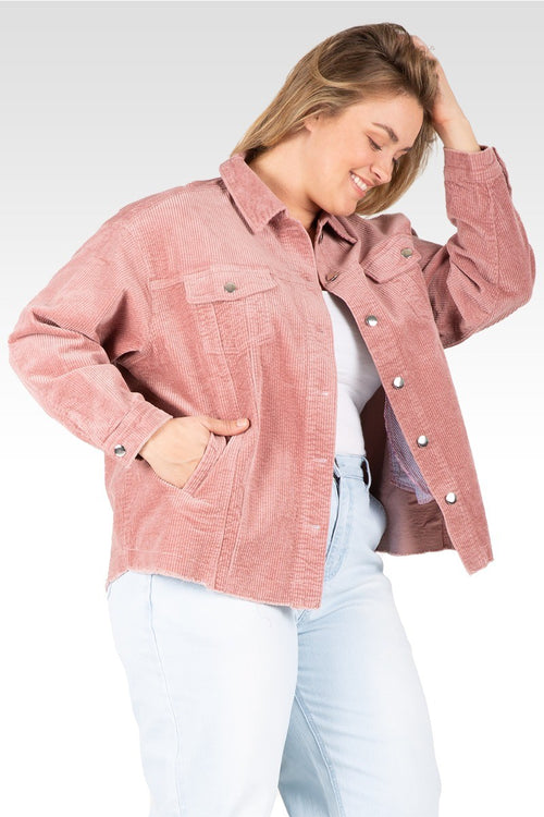 Jane Women's Plus Size Corduroy Jacket - Mauve