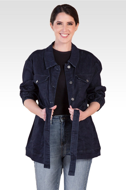 Mimi Utility Anorak Jacket - Dark Stone Wash Denim