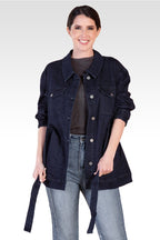 Standards & Practices Women's Dark Stone Wash Denim Utility Anorak Jacket-3