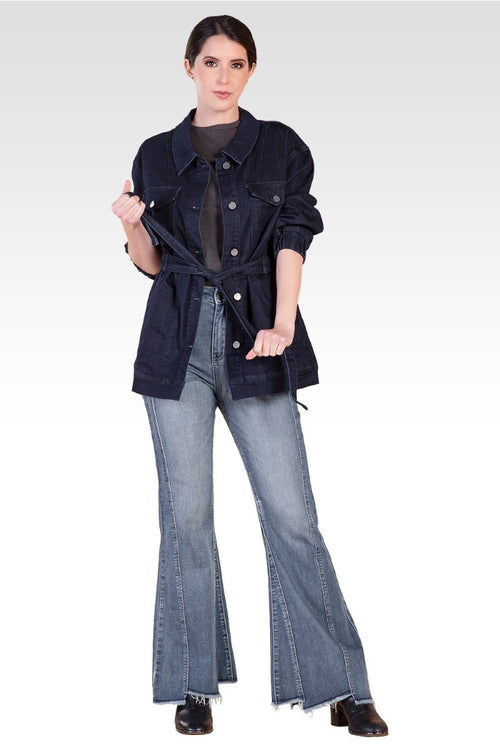 Mimi Utility Anorak Jacket - Dark Stone Wash Denim