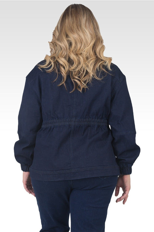 Plus Size Mimi Utility Anorak Jacket - Dark Stone Wash Denim
