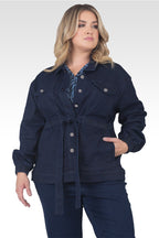 Standards & Practices Plus Size Women's Stone Wash Denim Utility Anorak Jacket-1