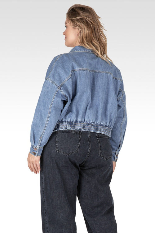 River Women's Cropped Denim Plus Size Jacket