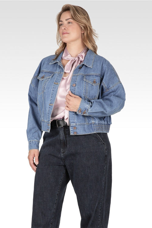 River Women's Cropped Denim Plus Size Jacket