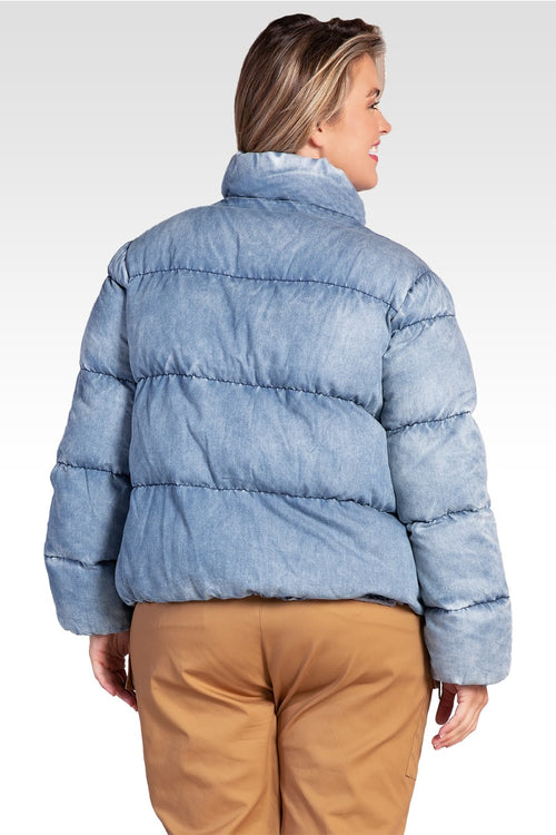Polaris Women's Plus Size  Indigo Tencel Puffer Jacket