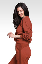 Arie Women's Long Sleeve French Terry Ruched Pullover Sweatshirt