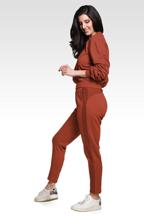 Arie Women's Long Sleeve French Terry Ruched Pullover Sweatshirt