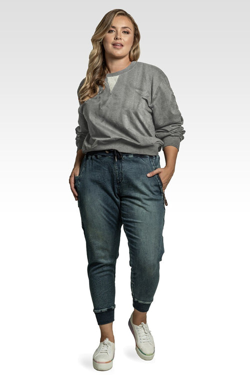 Arie Women's Plus Size French Terry Long Sleeve Ruched Pullover Sweatshirt