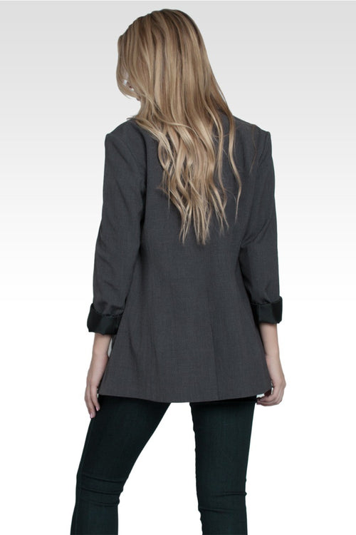 Single Button Blazer - Charcoal Gray