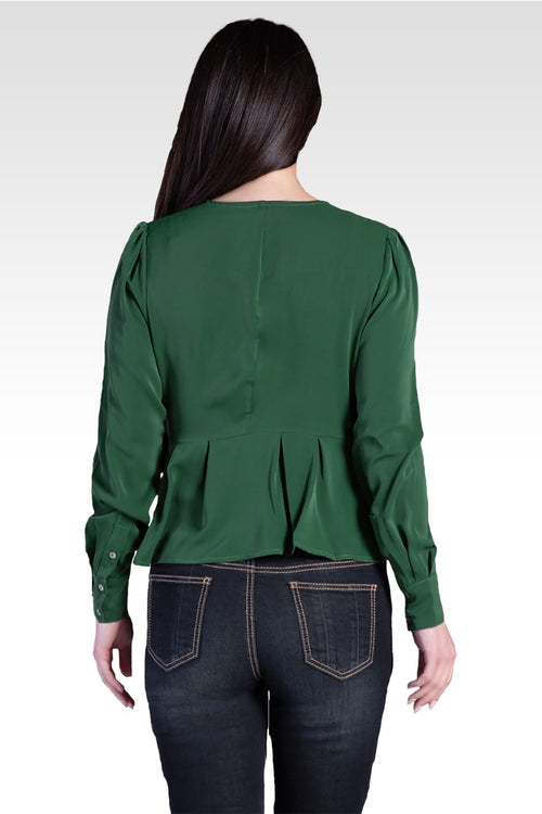 Elise Green Tie Long Sleeve Blouse