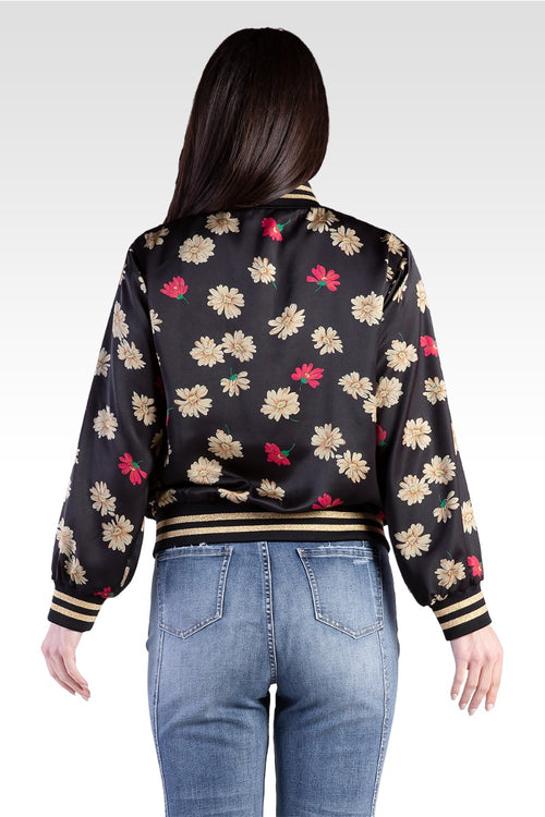 Naos Women's Cropped Floral Print Bomber Jacket