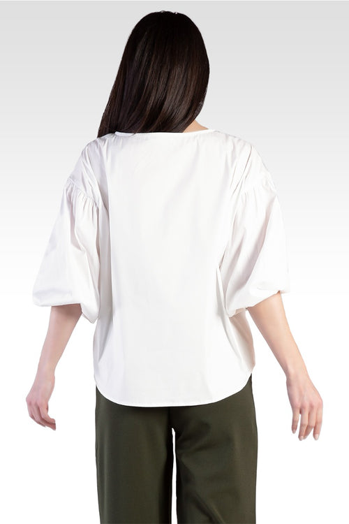 Saber Women's Balloon Sleeve Cotton Chiffon Blouse