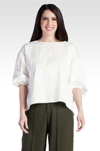 Saber Women's Balloon Sleeve Cotton Chiffon Blouse