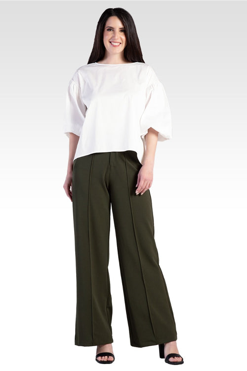 Saber Women's Balloon Sleeve Cotton Chiffon Blouse