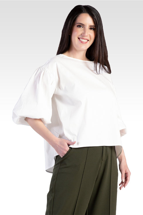 Saber Women's Balloon Sleeve Cotton Chiffon Blouse