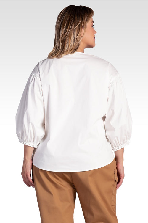 Saber Women's Plus Size Balloon Sleeve Cotton Chiffon Blouse