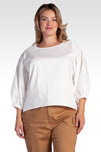 Saber Women's Plus Size Balloon Sleeve Cotton Chiffon Blouse