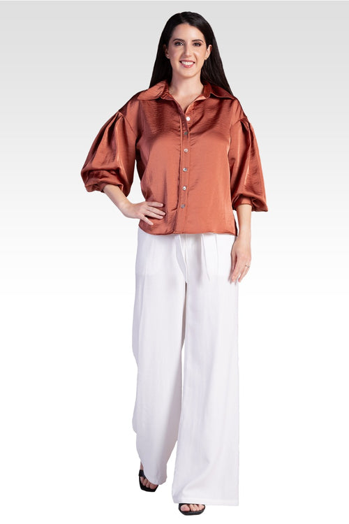 Zeal Women's Sateen Voluminous Sleeve Shirt