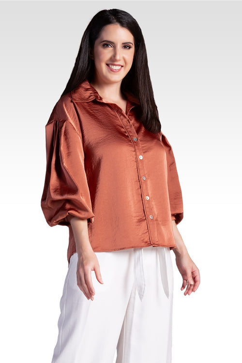 Zeal Women's Sateen Voluminous Sleeve Shirt