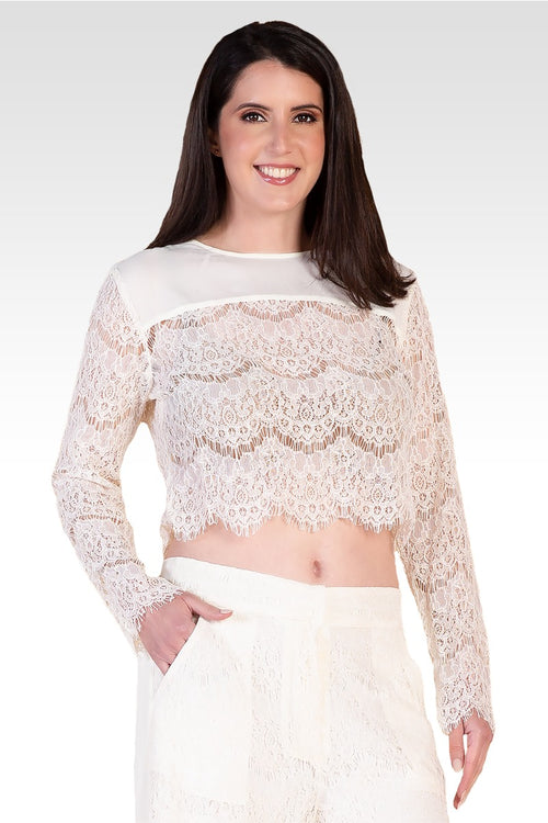 Sydney Ivory Lace Skimmer / Crop Top