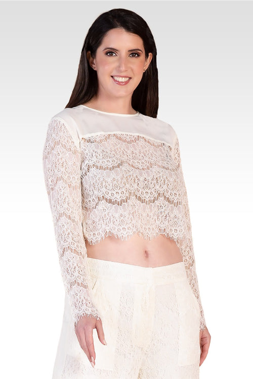 Sydney Ivory Lace Skimmer / Crop Top