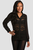 Black Lace Collared Shirt