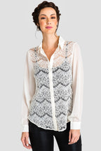 Ivory Lace Collared Top