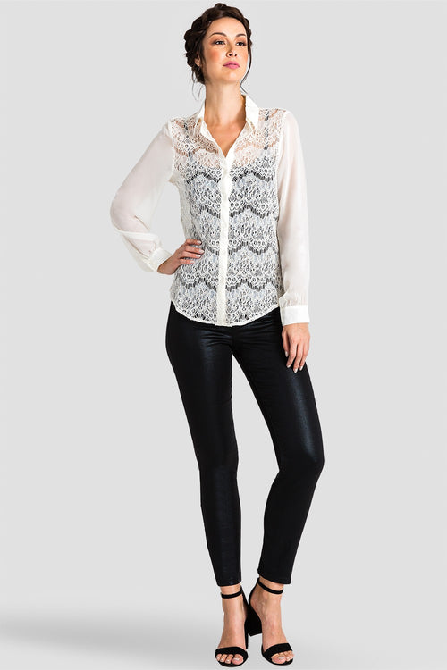 Ivory Lace Collared Top detail