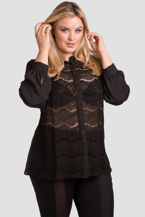 Plus Size Women's Button-Up Collared Top