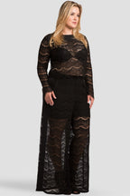 plus size black peekaboo palazzo pants