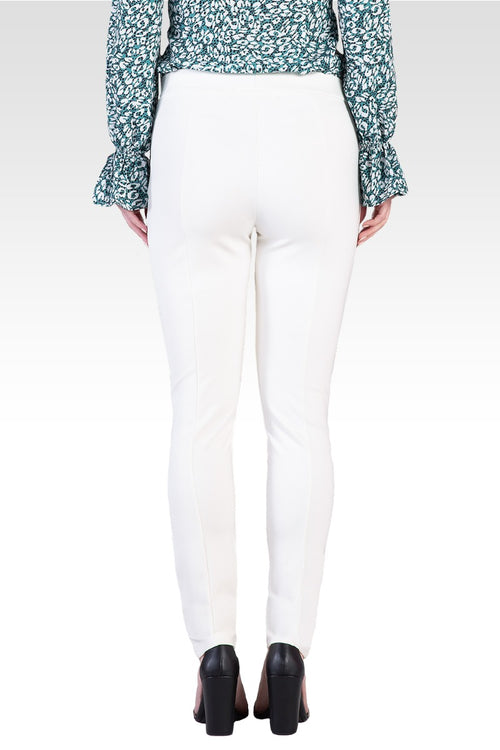 Cindy Ivory Ponte Legging with Sheer Panel