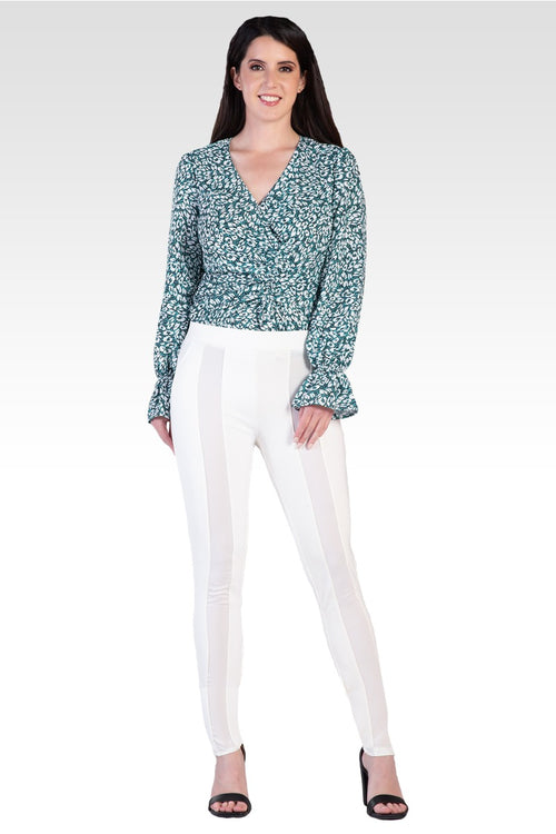 Cindy Ivory Ponte Legging with Sheer Panel